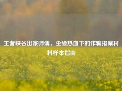 王者峡谷出家师傅，尘缘热血下的诈骗报案材料样本指南