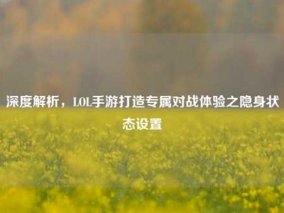 深度解析，LOL手游打造专属对战体验之隐身状态设置