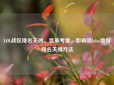 LOL战区排名关闭，变革考量、影响及lolm地区排名关闭方法
