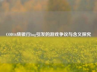 COD16烧银行bug引发的游戏争议与含义探究