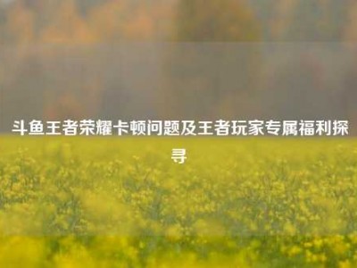 斗鱼王者荣耀卡顿问题及王者玩家专属福利探寻