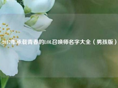 2017年承载青春的LOL召唤师名字大全（男孩版）