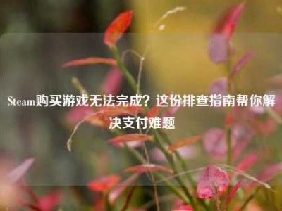 Steam购买游戏无法完成？这份排查指南帮你解决支付难题