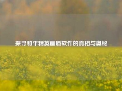 探寻和平精英画质软件的真相与奥秘