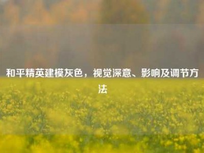 和平精英建模灰色，视觉深意、影响及调节方法