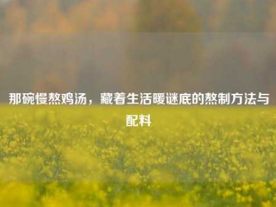 那碗慢熬鸡汤，藏着生活暖谜底的熬制方法与配料
