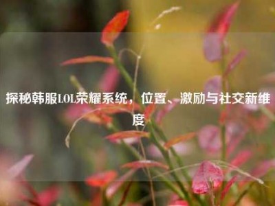 探秘韩服LOL荣耀系统，位置、激励与社交新维度