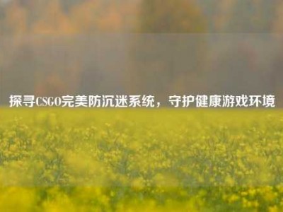 探寻CSGO完美防沉迷系统，守护健康游戏环境