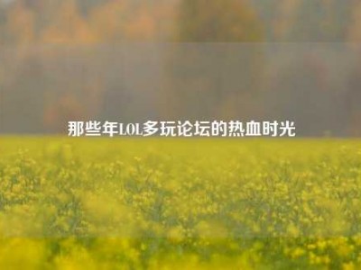 那些年LOL多玩论坛的热血时光