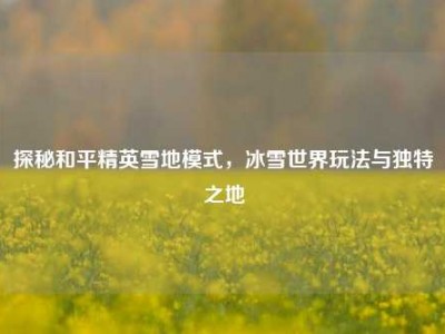 探秘和平精英雪地模式，冰雪世界玩法与独特之地
