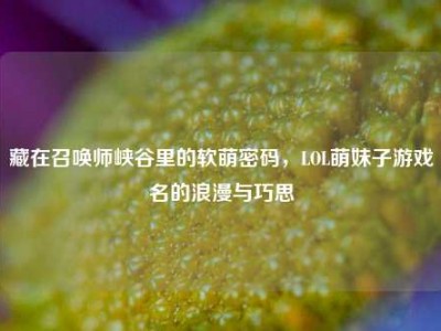 藏在召唤师峡谷里的软萌密码，LOL萌妹子游戏名的浪漫与巧思