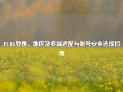 PUBG登录、地区及多端适配与账号安全选择指南