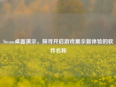 Steam桌面演示，探寻开启游戏展示新体验的软件名称