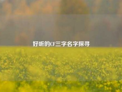 好听的CF三字名字探寻