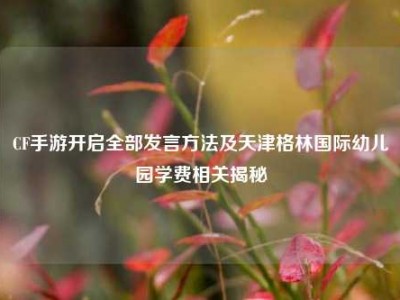 CF手游开启全部发言方法及天津格林国际幼儿园学费相关揭秘