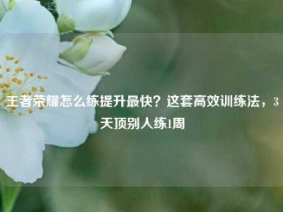 王者荣耀怎么练提升最快？这套高效训练法，3天顶别人练1周