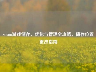 Steam游戏储存、优化与管理全攻略，储存位置更改指南