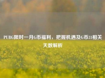 PUBG限时一月G币福利，把握机遇及G币31相关天数解析