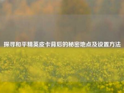 探寻和平精英皮卡背后的秘密地点及设置方法