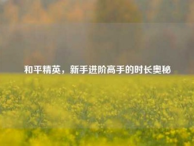 和平精英，新手进阶高手的时长奥秘