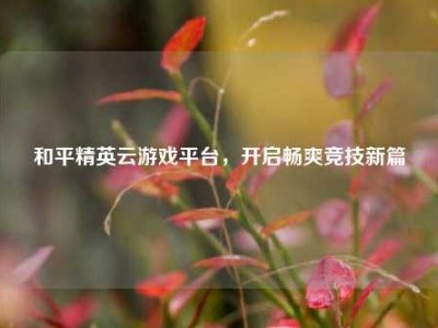 和平精英云游戏平台，开启畅爽竞技新篇