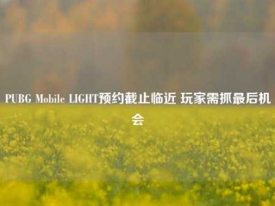 PUBG Mobile LIGHT预约截止临近 玩家需抓最后机会