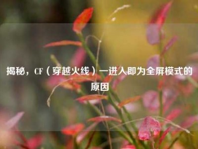 揭秘，CF（穿越火线）一进入即为全屏模式的原因