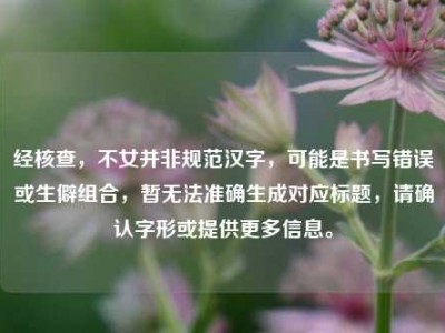 经核查，不女并非规范汉字，可能是书写错误或生僻组合，暂无法准确生成对应标题，请确认字形或提供更多信息。