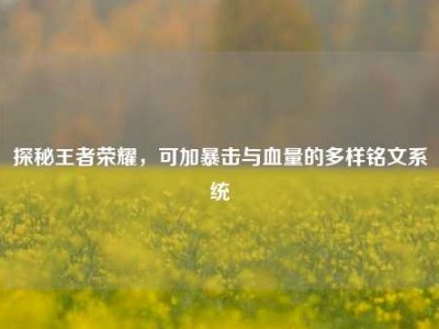 探秘王者荣耀，可加暴击与血量的多样铭文系统