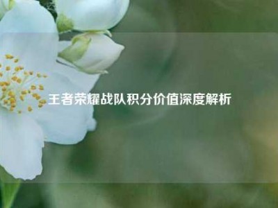 王者荣耀战队积分价值深度解析