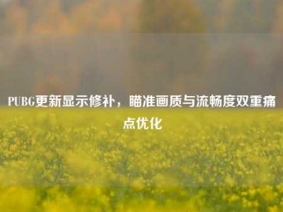 PUBG更新显示修补，瞄准画质与流畅度双重痛点优化