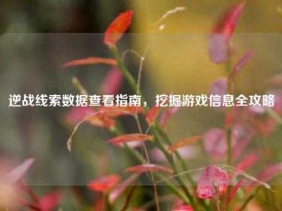 逆战线索数据查看指南，挖掘游戏信息全攻略