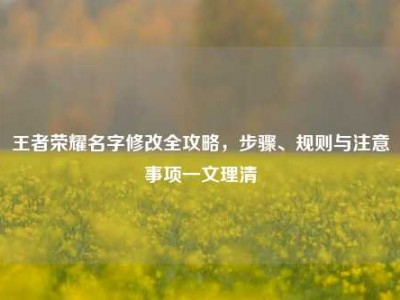 王者荣耀名字修改全攻略，步骤、规则与注意事项一文理清