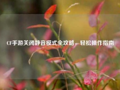 CF手游关闭静音模式全攻略，轻松操作指南