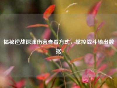 揭秘逆战深渊伤害查看方式，掌控战斗输出数据