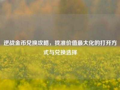 逆战金币兑换攻略，找准价值最大化的打开方式与兑换选择