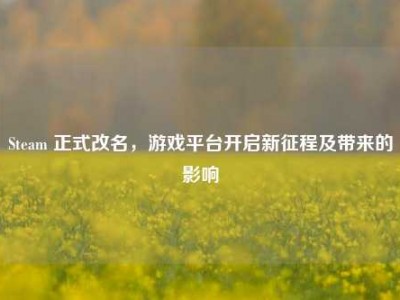 Steam 正式改名，游戏平台开启新征程及带来的影响