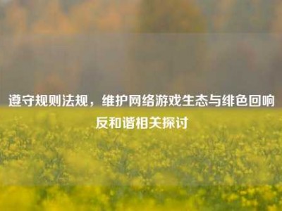 遵守规则法规，维护网络游戏生态与绯色回响反和谐相关探讨