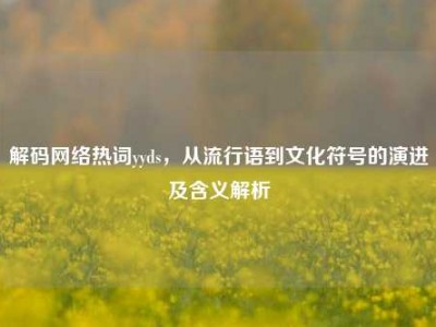 解码网络热词yyds，从流行语到文化符号的演进及含义解析