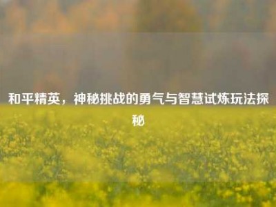 和平精英，神秘挑战的勇气与智慧试炼玩法探秘