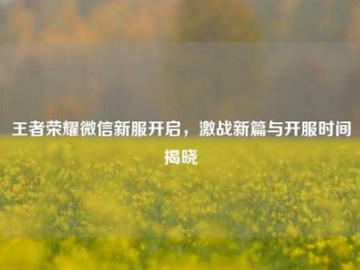王者荣耀微信新服开启，激战新篇与开服时间揭晓