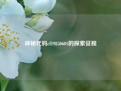 神秘代码cf19850601的探索征程