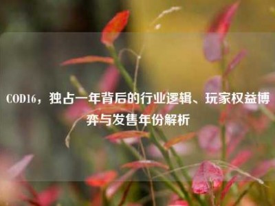 COD16，独占一年背后的行业逻辑、玩家权益博弈与发售年份解析