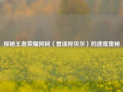 探秘王者荣耀阿轲（曾误称贝尔）的速度奥秘