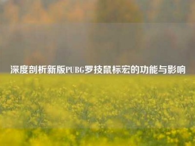 深度剖析新版PUBG罗技鼠标宏的功能与影响