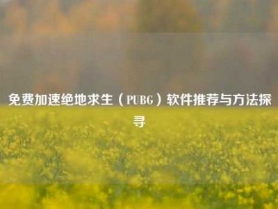 免费加速绝地求生（PUBG）软件推荐与方法探寻