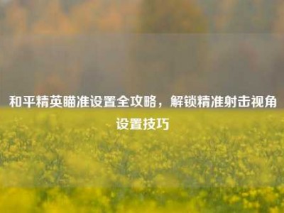 和平精英瞄准设置全攻略，解锁精准射击视角设置技巧