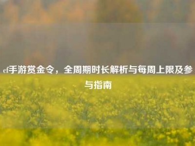 cf手游赏金令，全周期时长解析与每周上限及参与指南