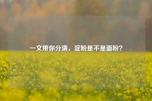 一文带你分清，淀粉是不是面粉？