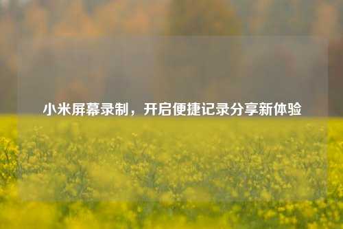 小米屏幕录制，开启便捷记录分享新体验
